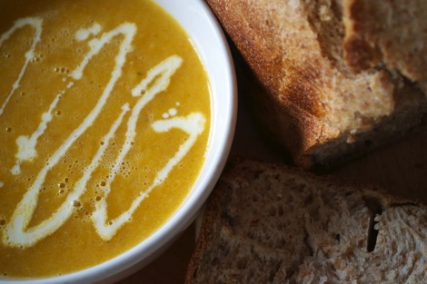 Pumpkin soup and bread